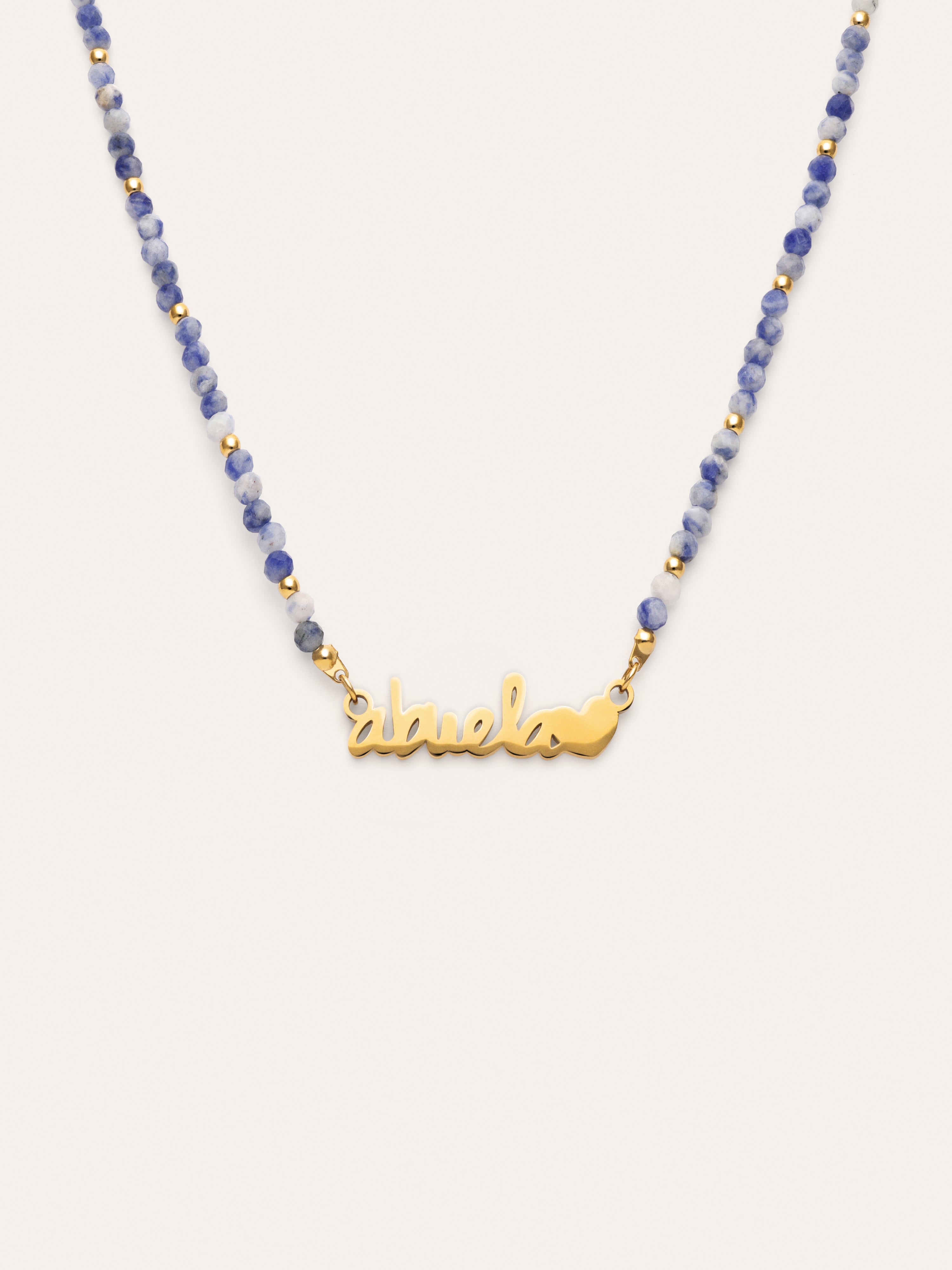 Colar Abuela Heart Cianita Aço Banho de Ouro