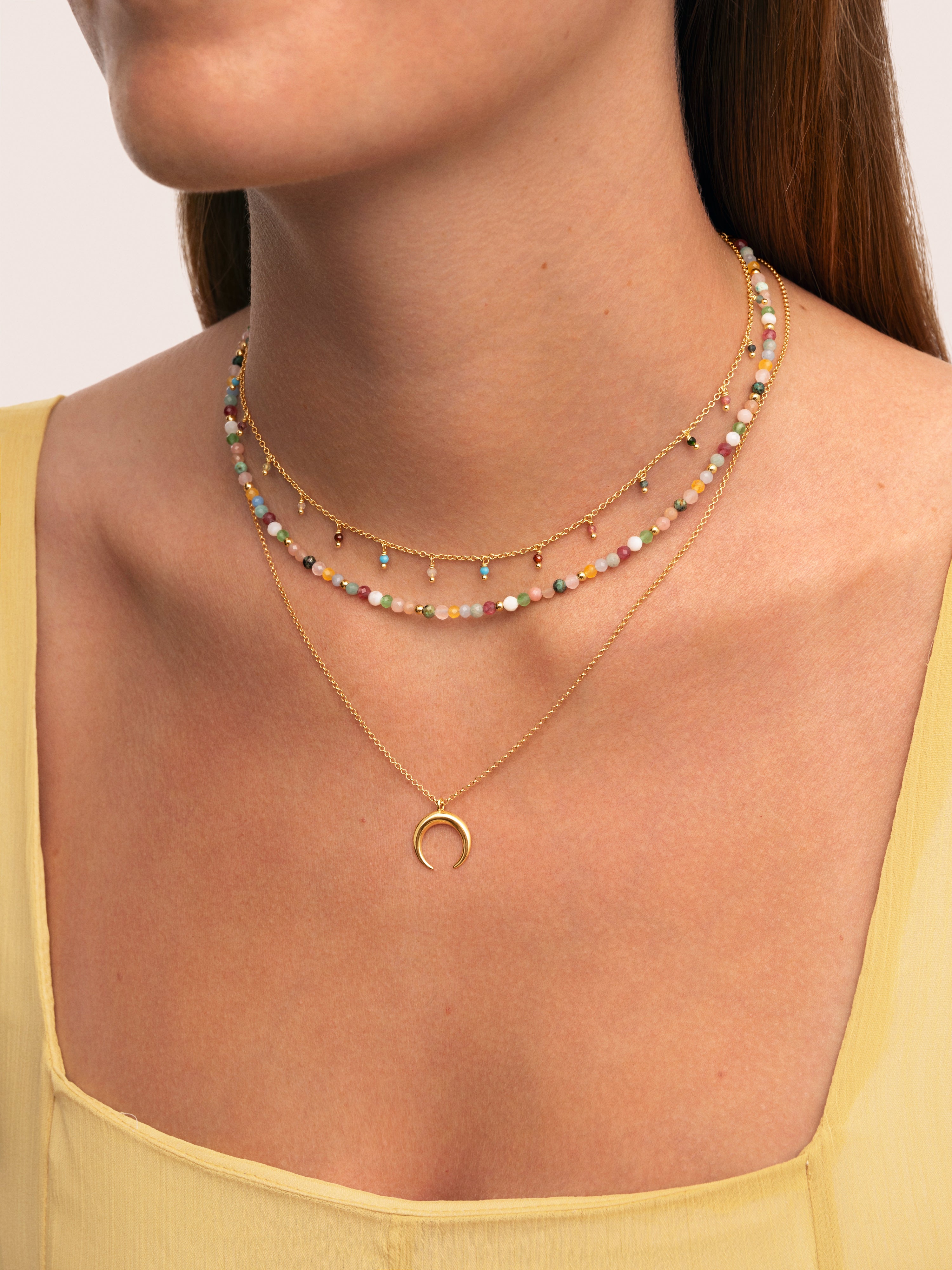 Collar Moonset Plata Baño Oro