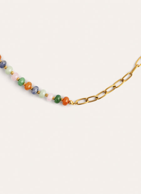 Collar Alpine Chic Stones Acero Baño Oro