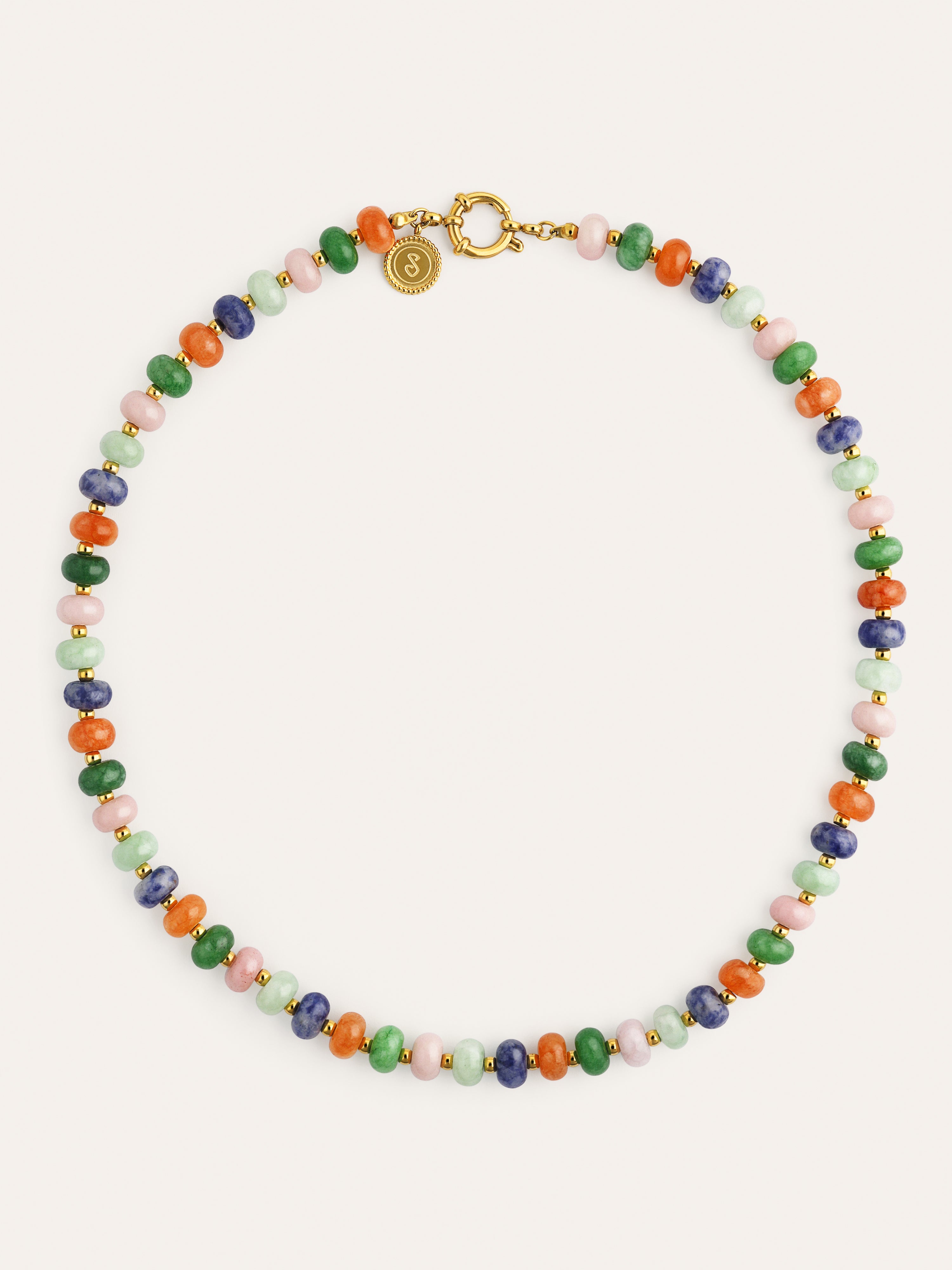 Collar Alpine Stones Acero Baño Oro