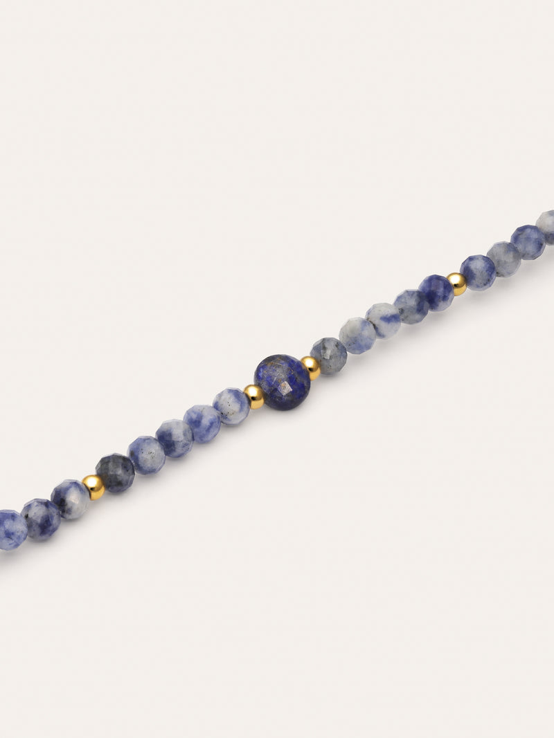 Collar Amulet Cianita Acero Baño Oro