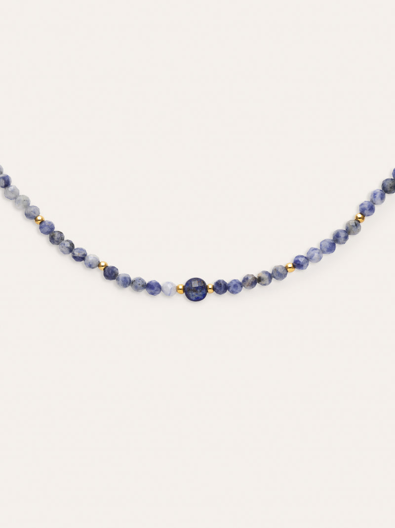 Collar Amulet Cianita Acero Baño Oro