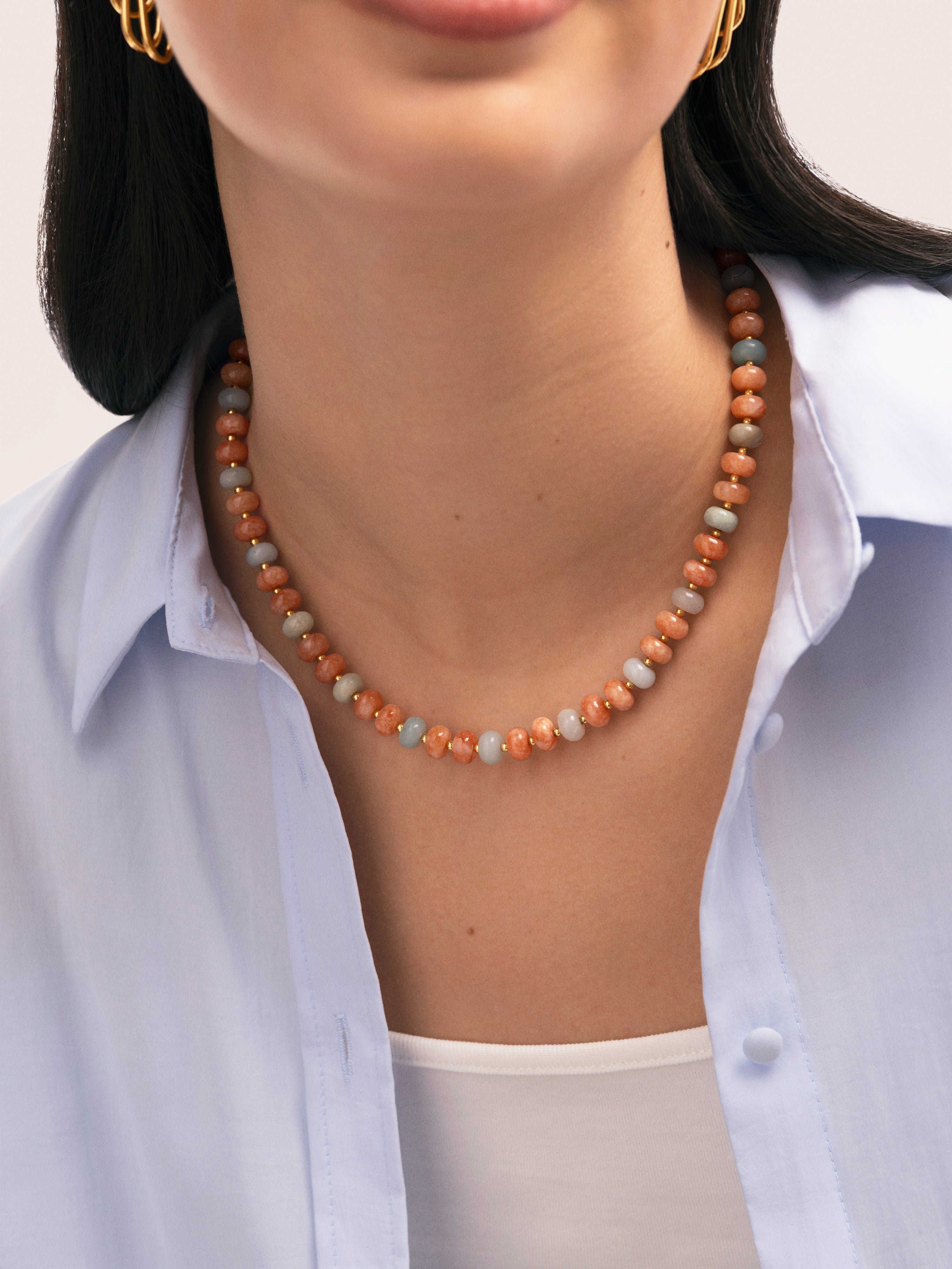 Colar Ámbar Stones Aço Banho de Ouro