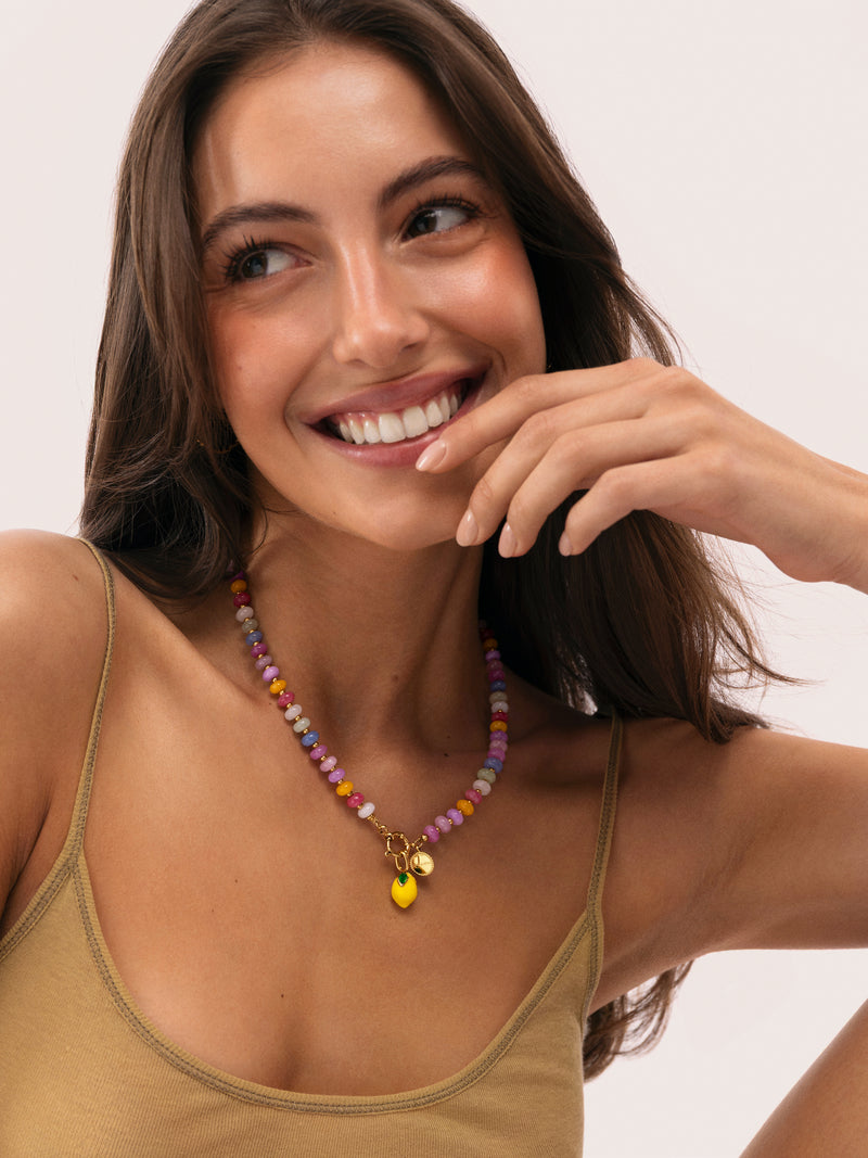 Halskette Bali Stones Edelstahl mit 18kt Goldbeschichtung