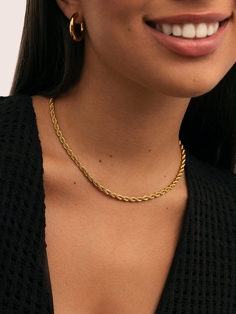 Collar Big Cord Acero Baño Oro