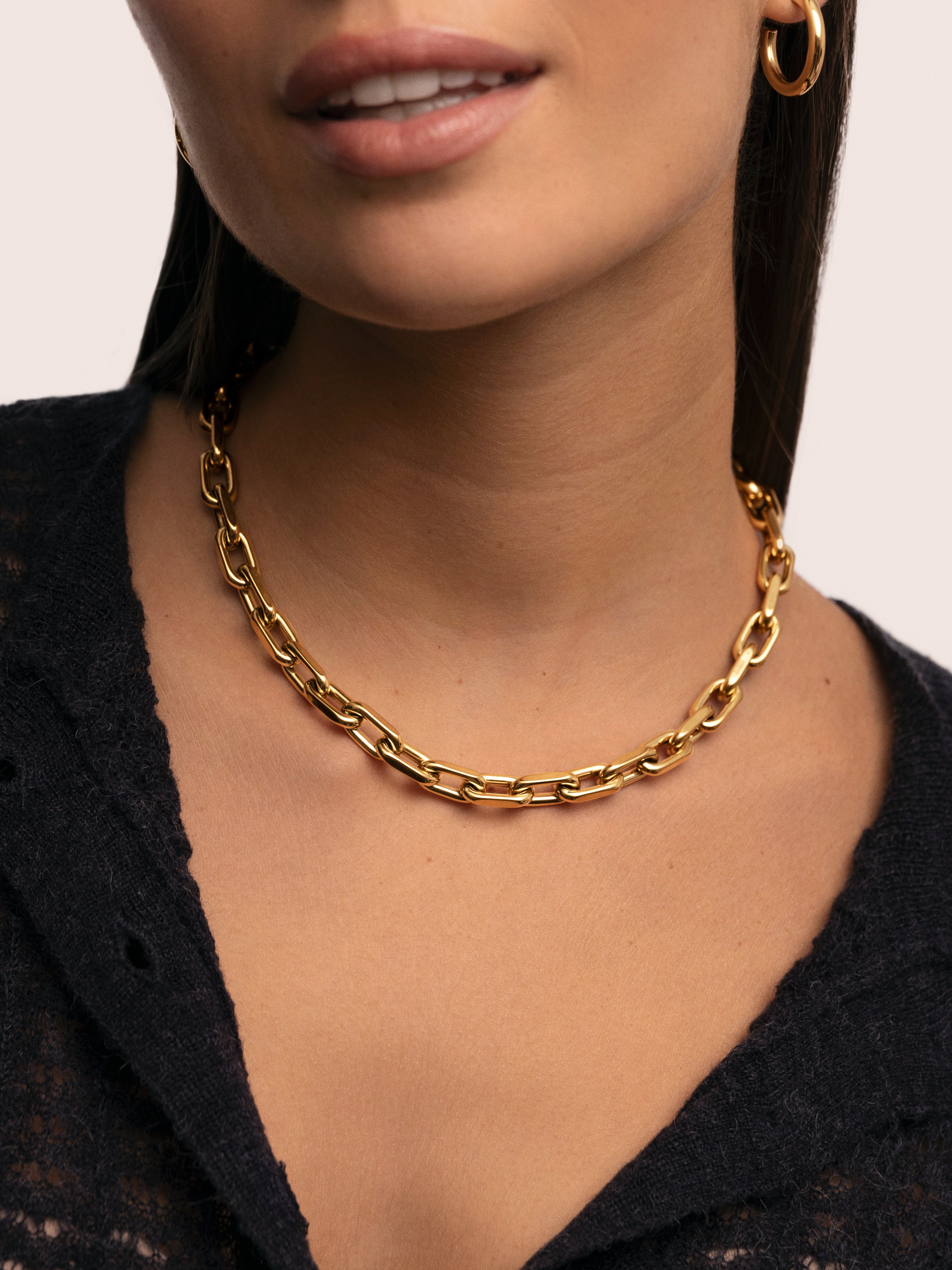 Collar Big Link Acero Baño Oro