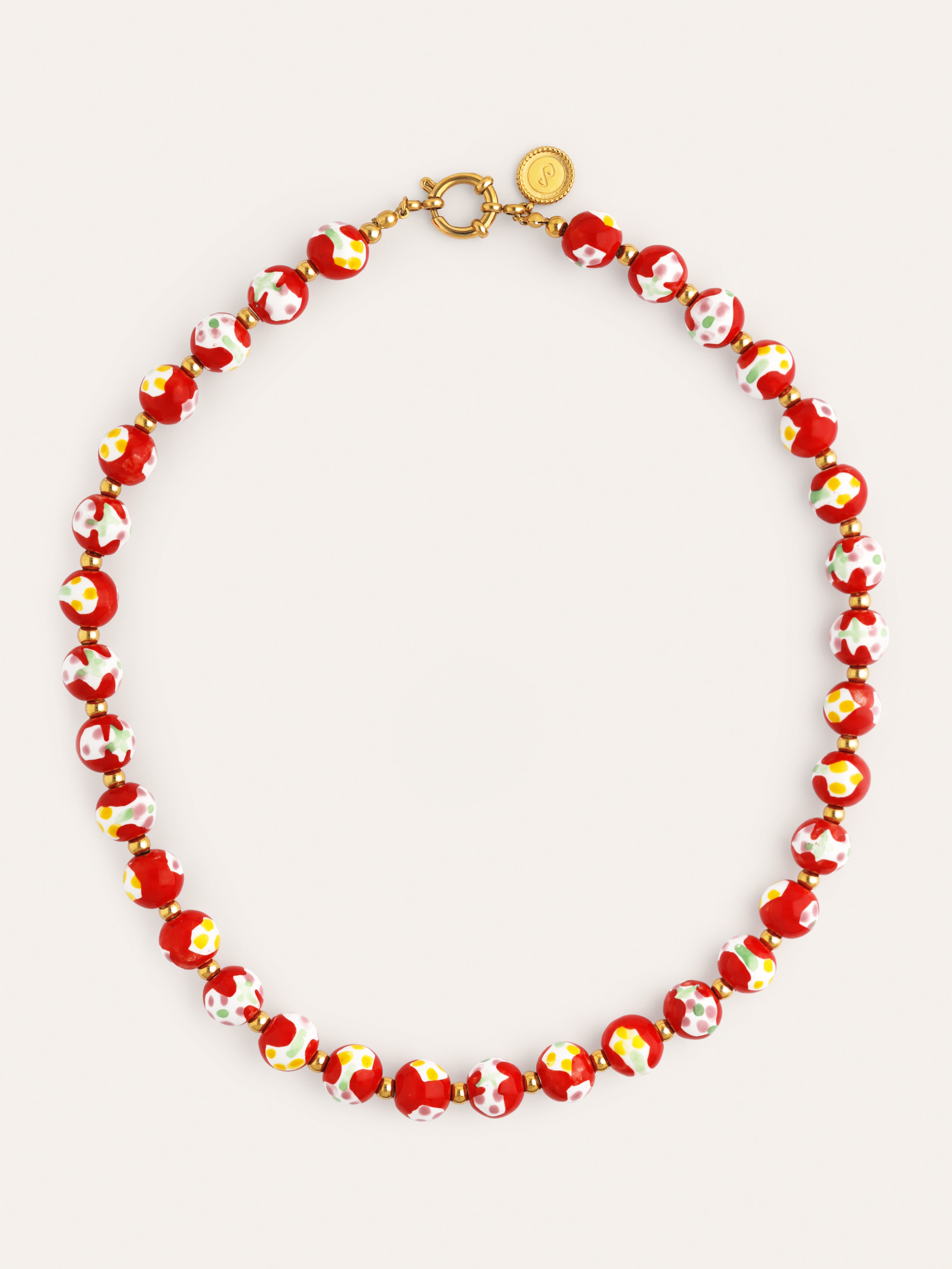 Collar Carmesí Acero Baño Oro