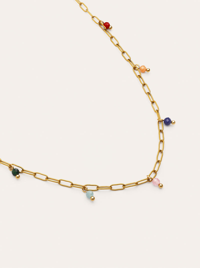 Chic Dancing Stones Necklace, Steel, Gold-Plated