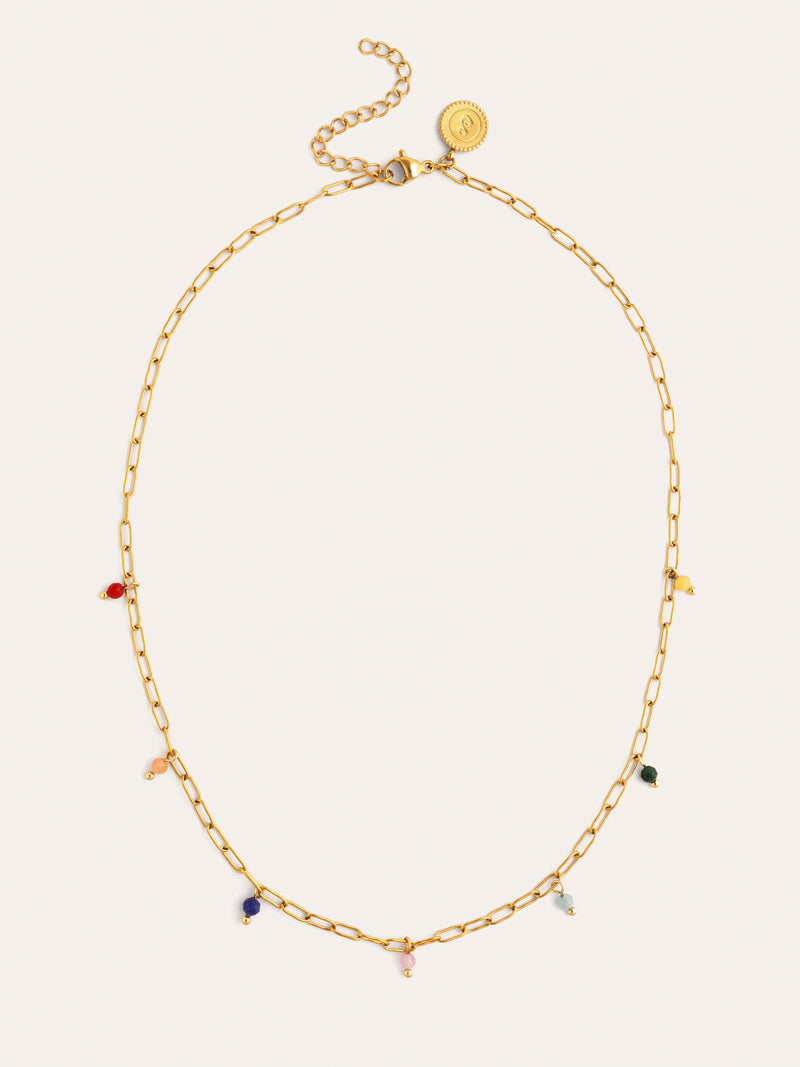Chic Dancing Stones Necklace, Steel, Gold-Plated