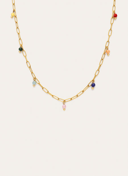 Chic Dancing Stones Necklace, Steel, Gold-Plated