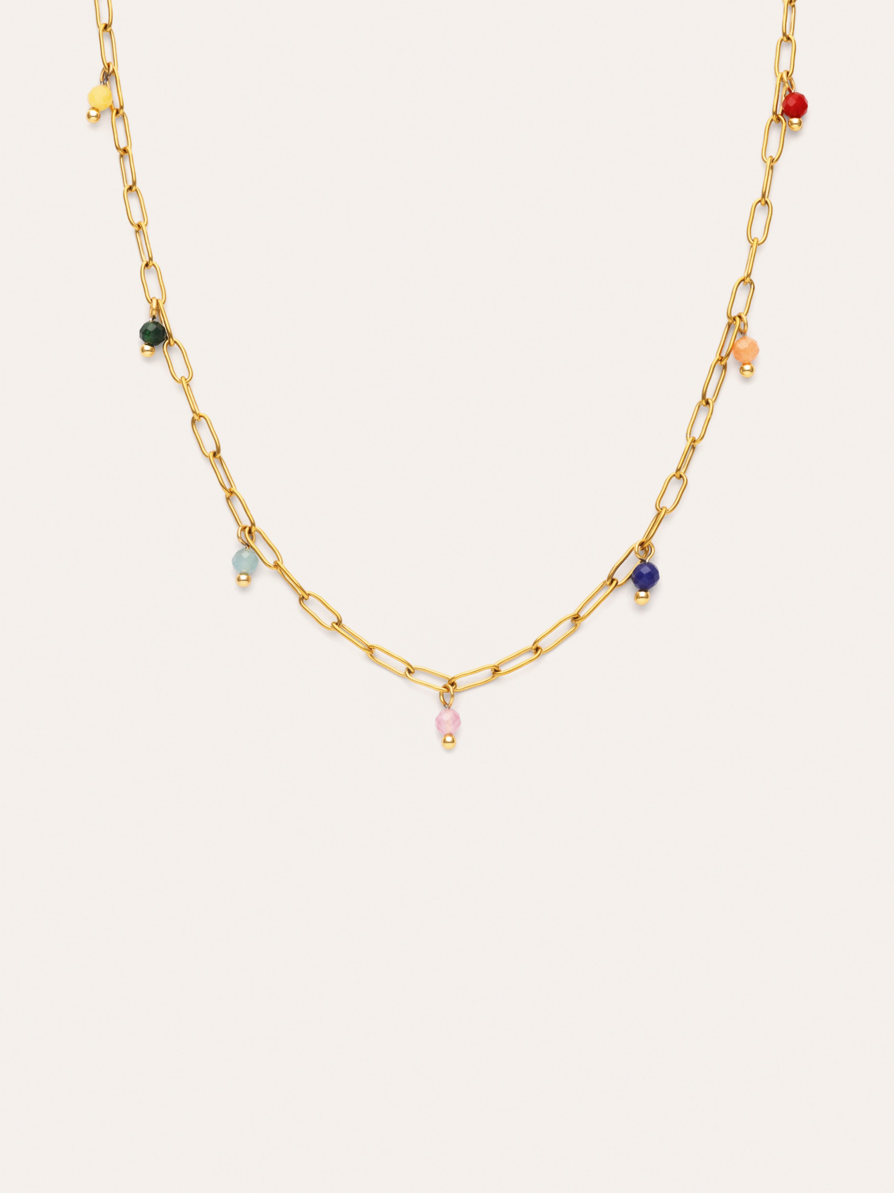 Chic Dancing Stones Necklace, Steel, Gold-Plated