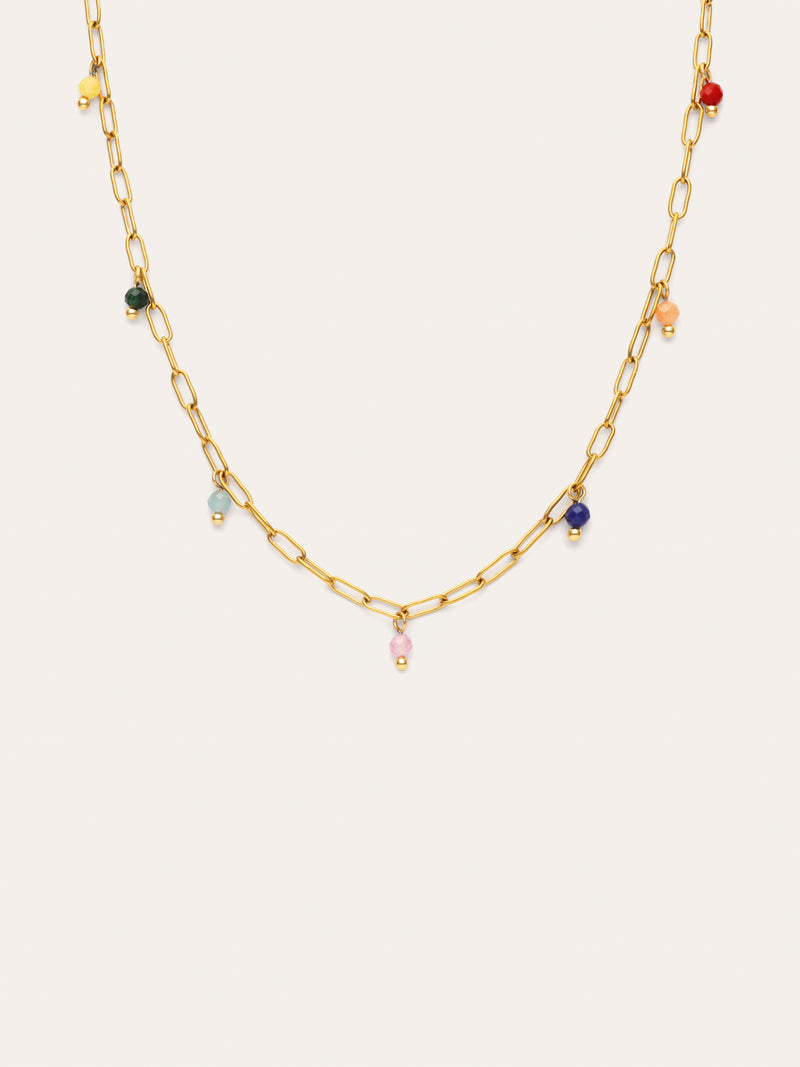 Chic Dancing Stones Necklace, Steel, Gold-Plated