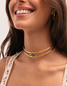 Choker Cianita Aço Banho Ouro