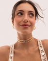 Choker Cianita Aço Banho Ouro