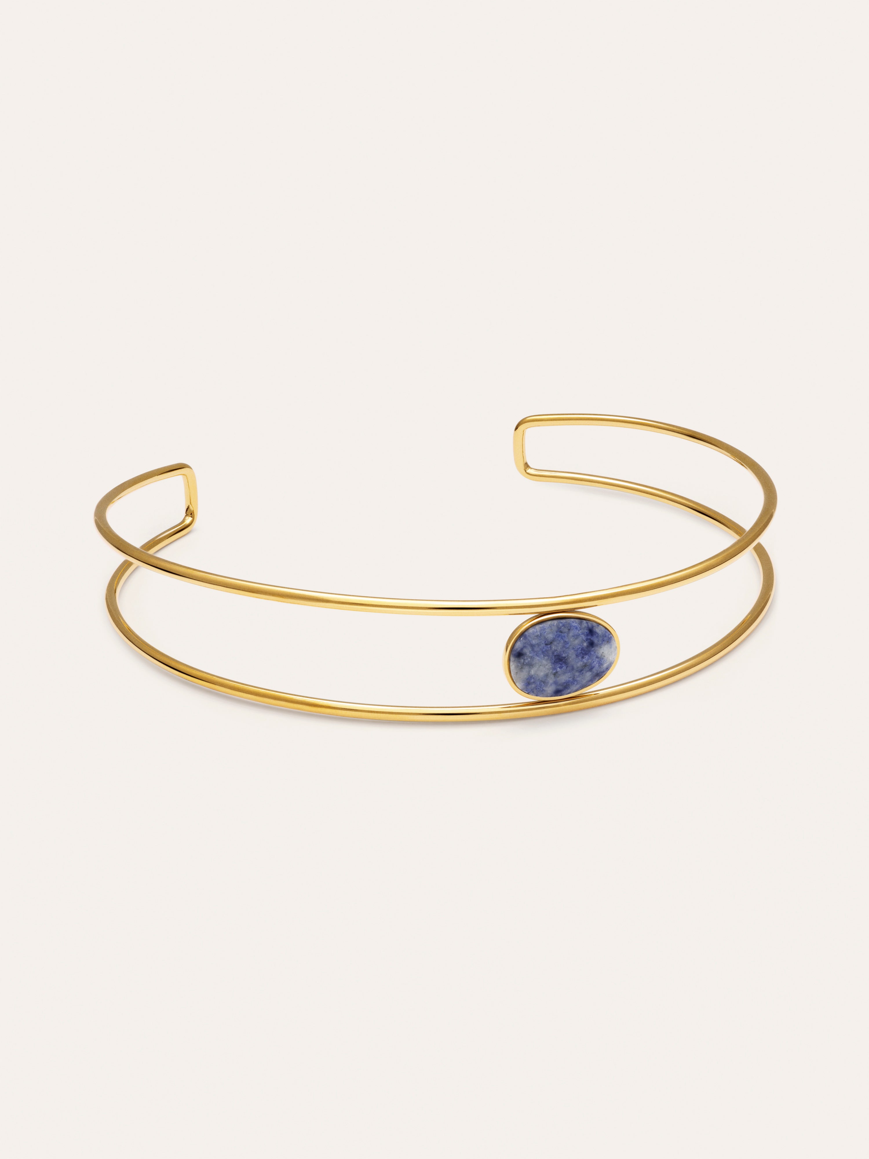 Choker Cianita Aço Banho Ouro