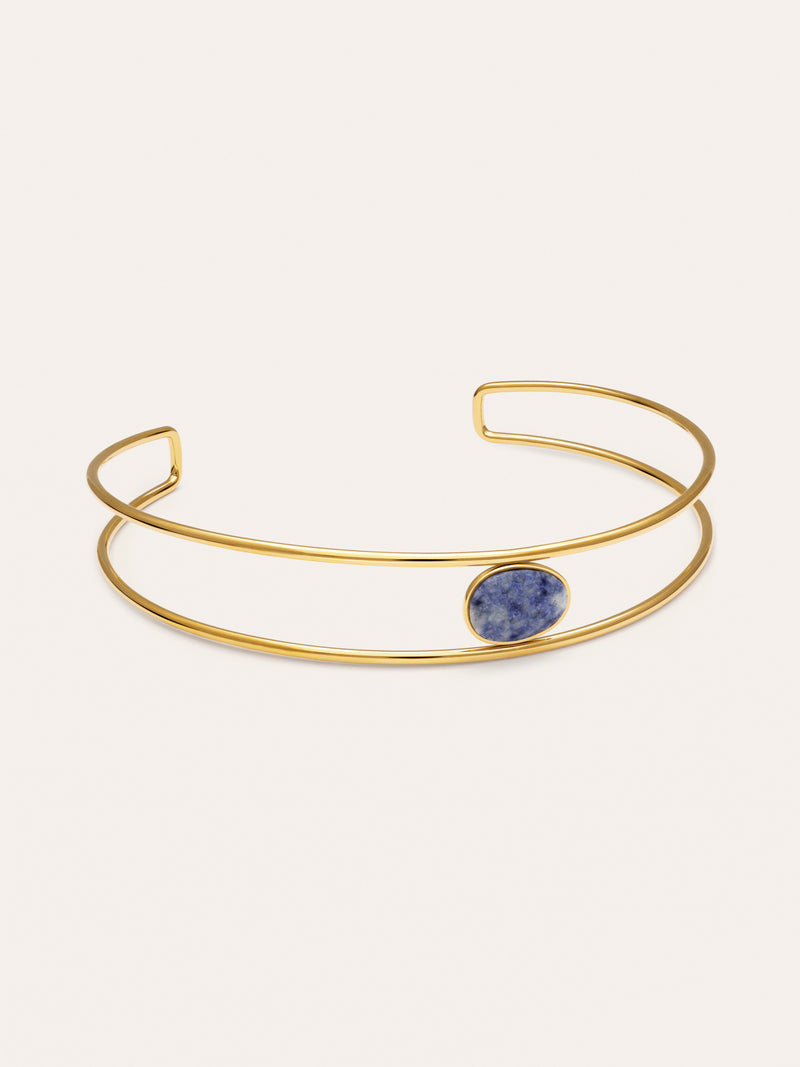 Choker Cianita Aço Banho Ouro