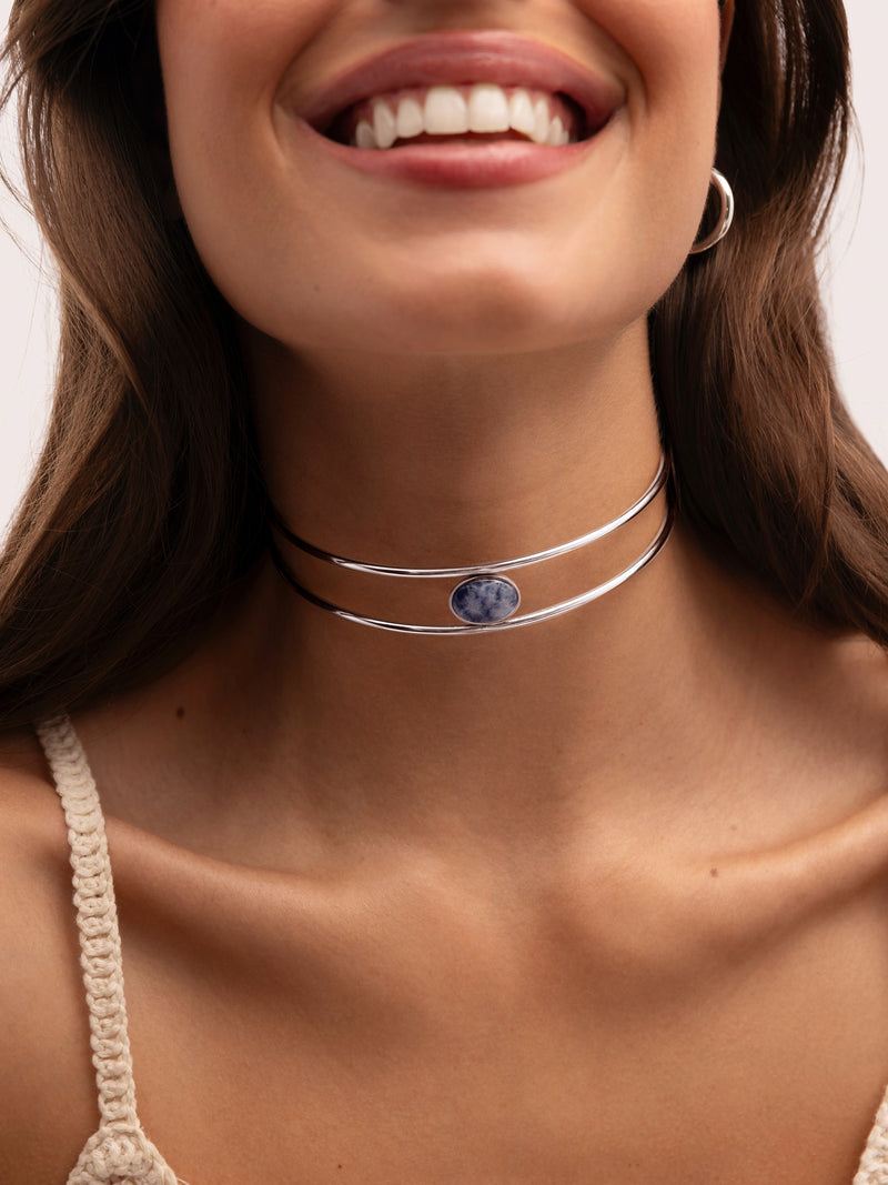 Choker Cianita Aço