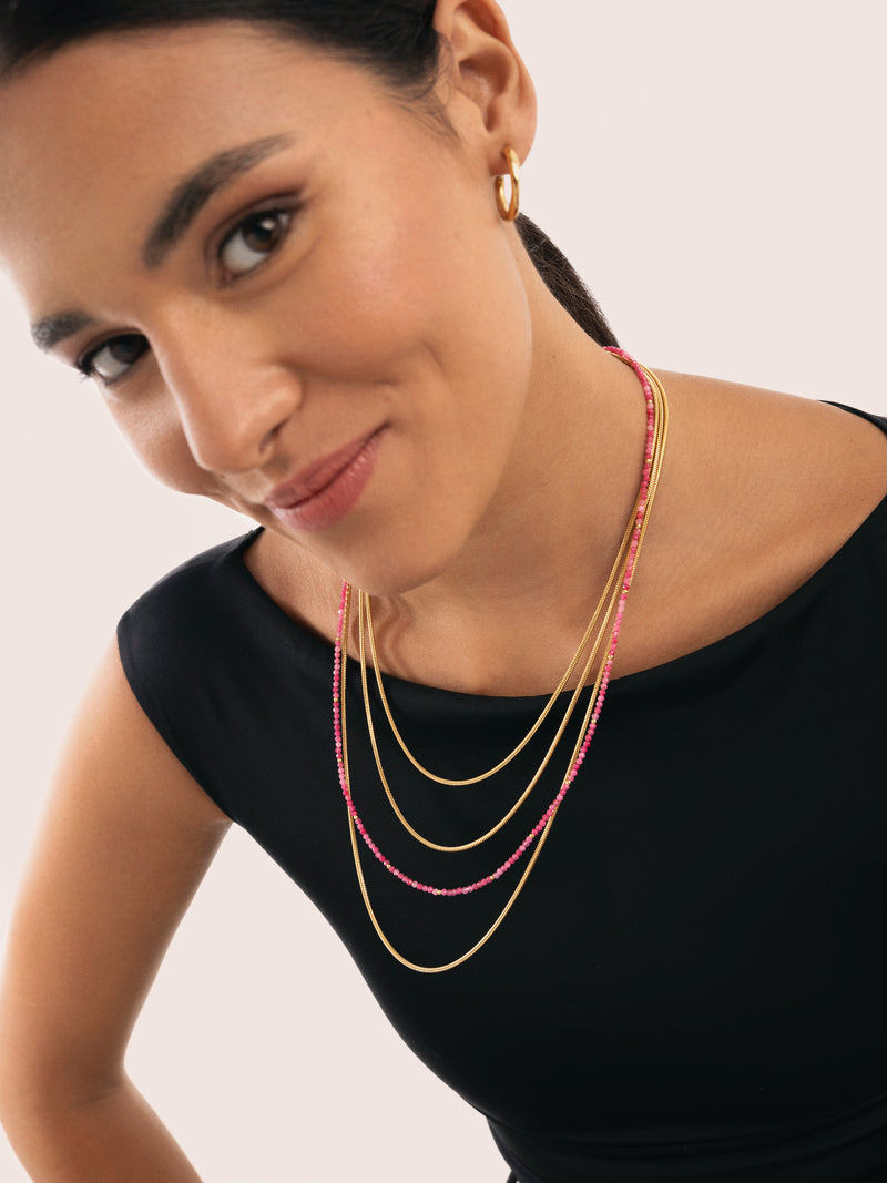 Cleopatra Pink Halskette, Edelstahl, vergoldet