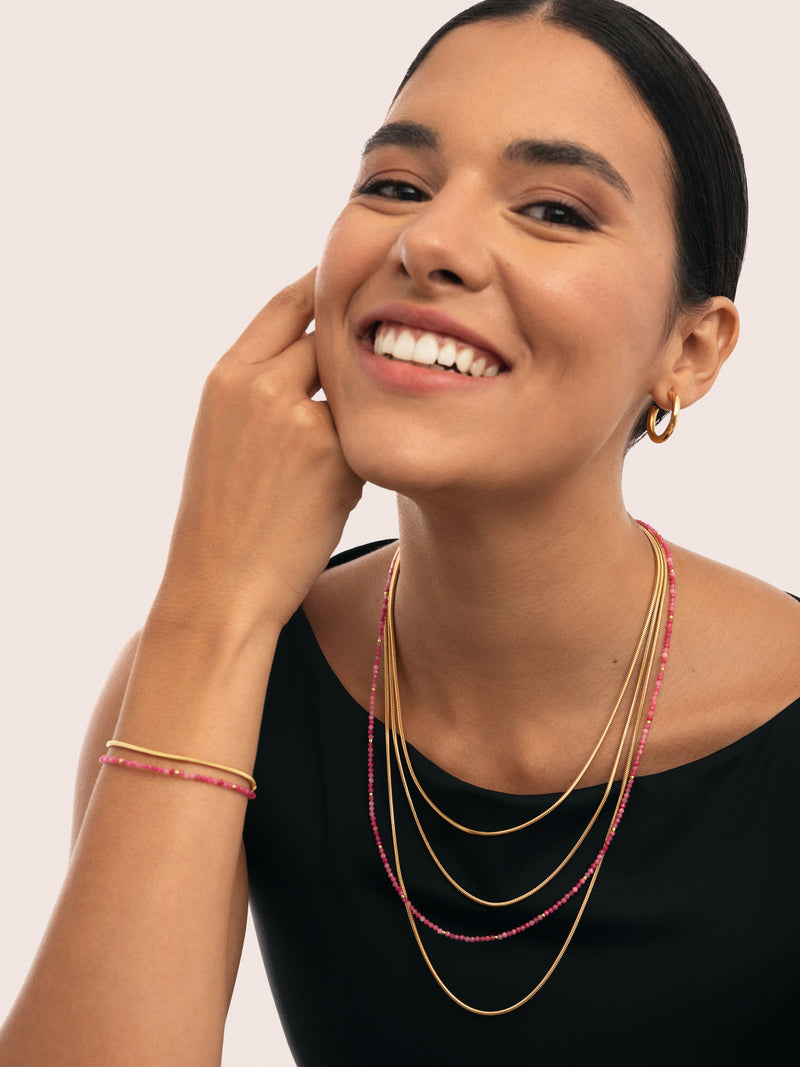 Cleopatra Pink Halskette, Edelstahl, vergoldet