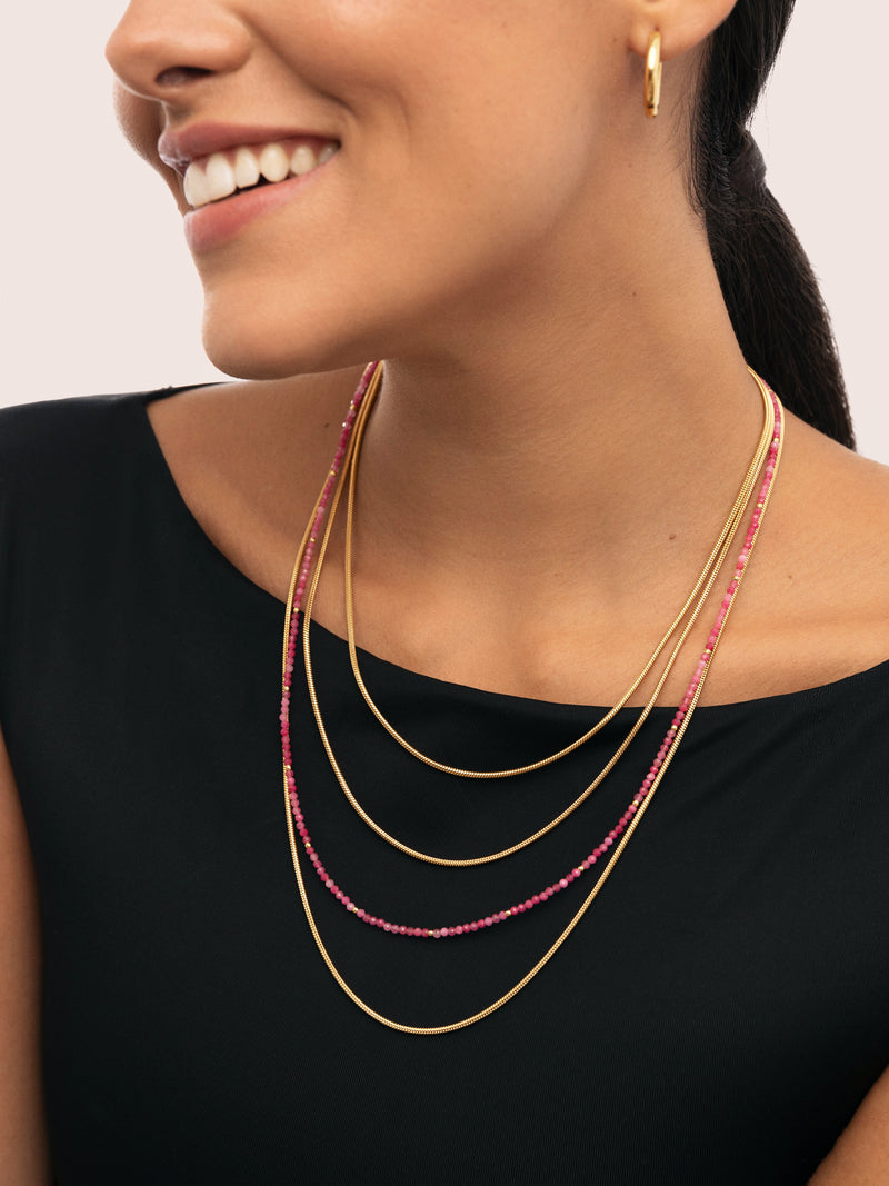 Cleopatra Pink Halskette, Edelstahl, vergoldet