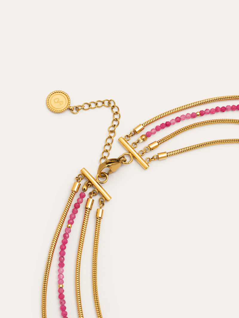 Cleopatra Pink Halskette, Edelstahl, vergoldet