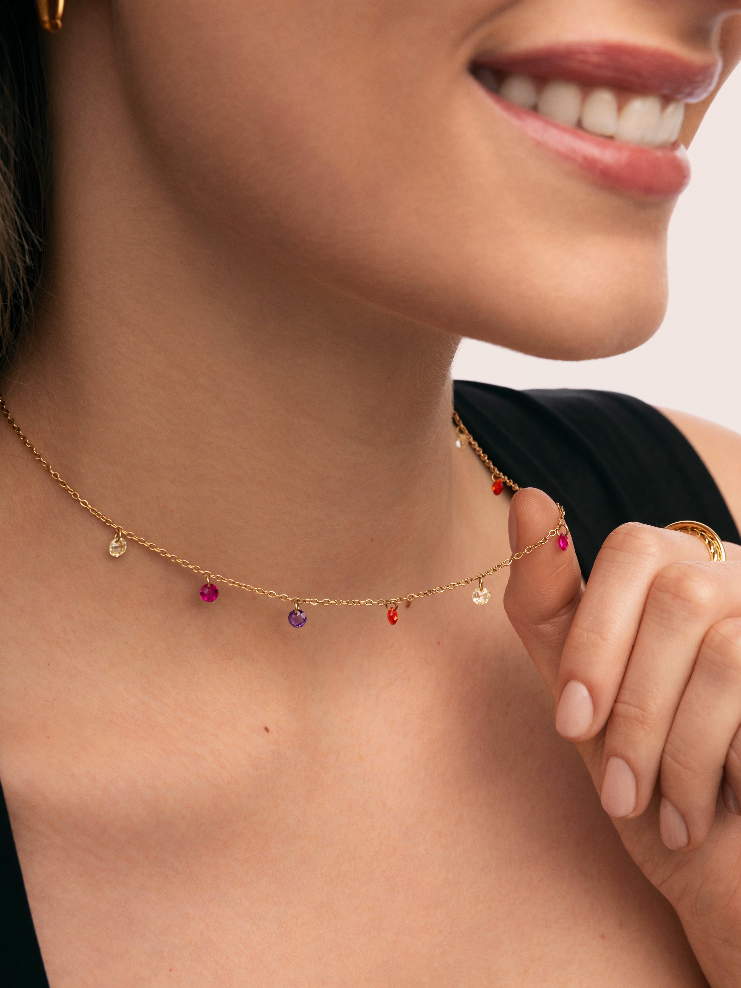 Collar Color Bits Acero Baño Oro