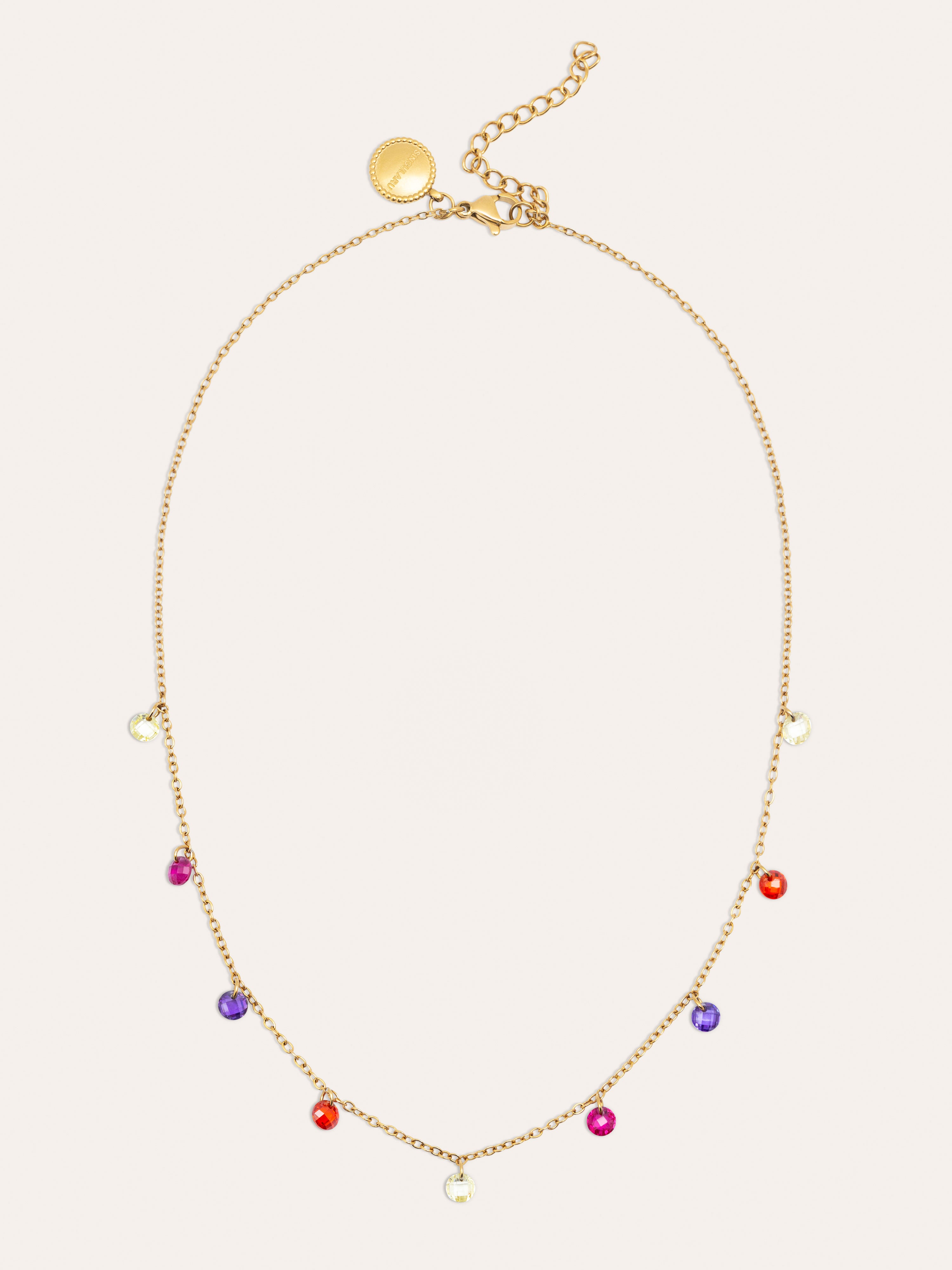 Collar Color Bits Acero Baño Oro