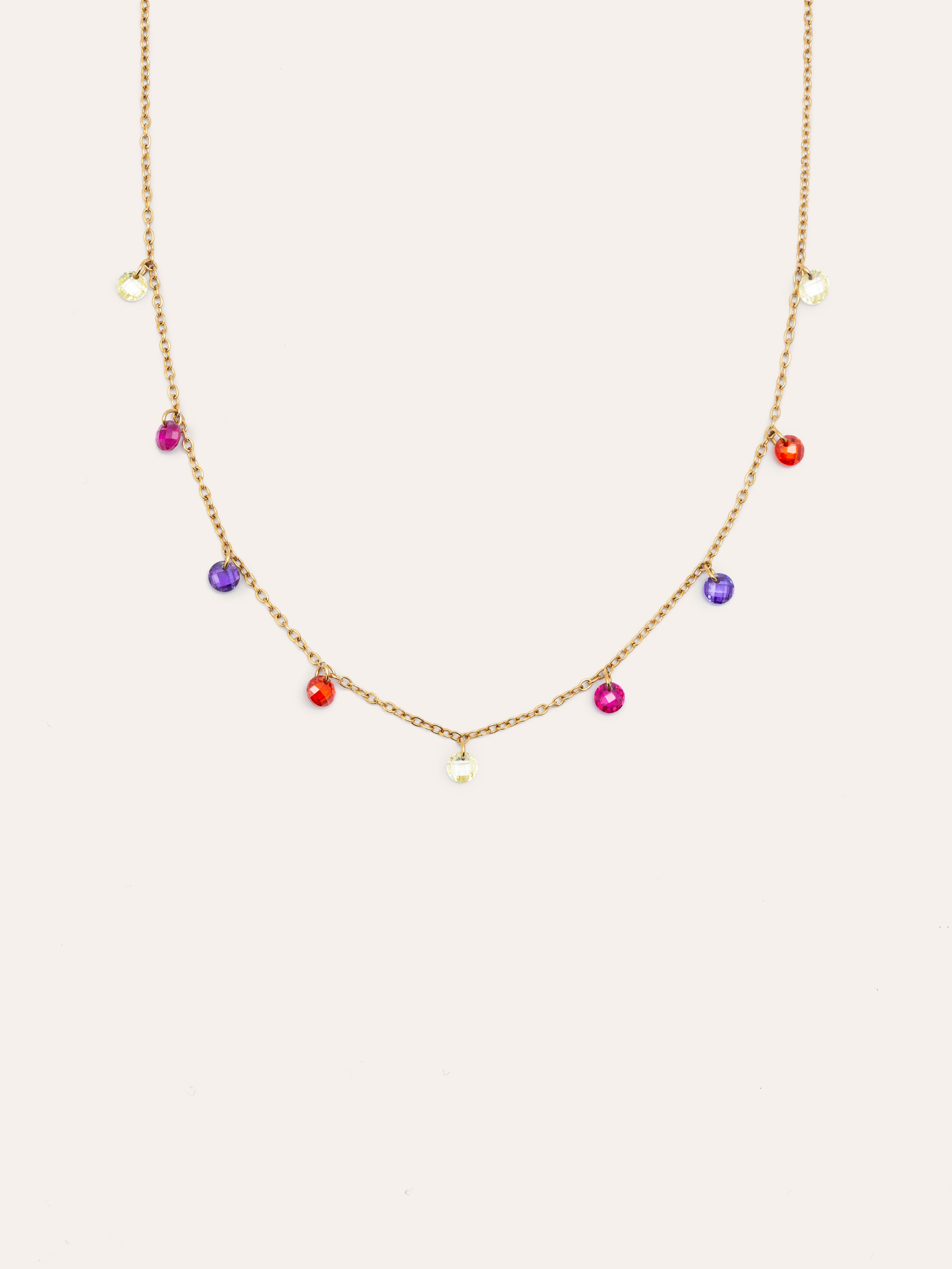 Collar Color Bits Acero Baño Oro