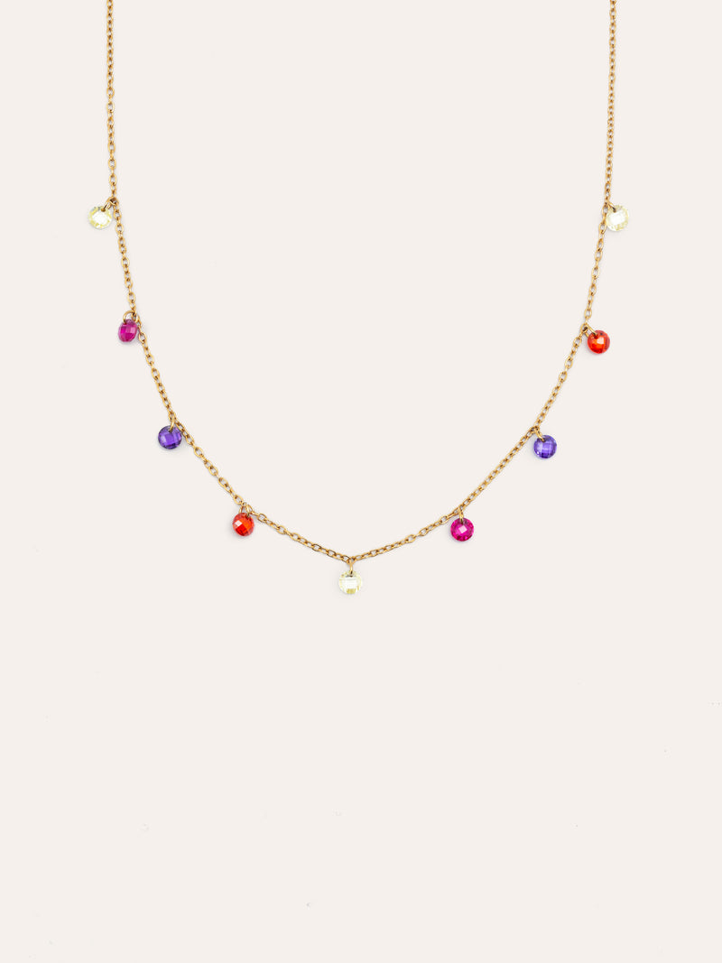 Color Bits Stainless Steel Gold Necklace