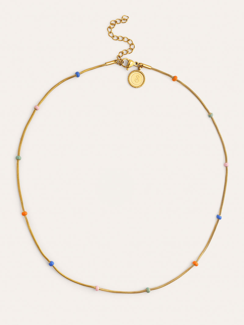 Colar Carla Enamel Aço Banho de Ouro