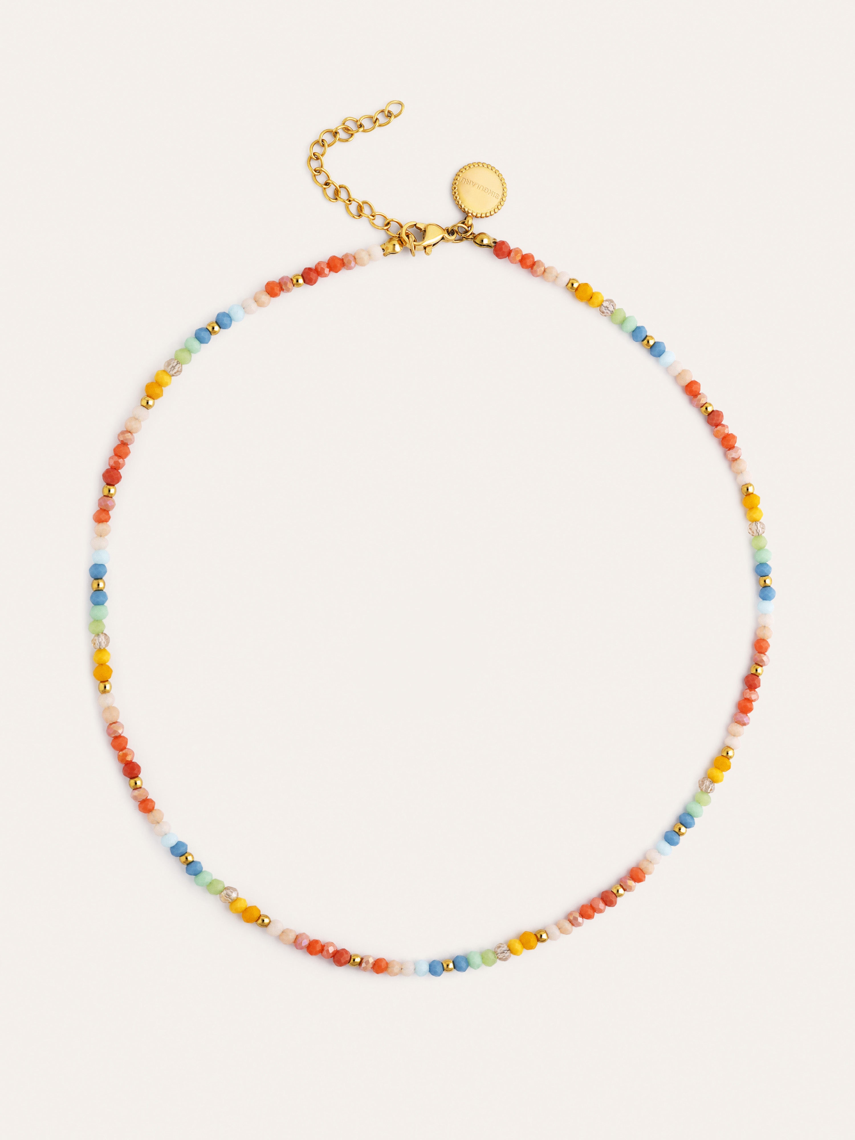 Collar Crystals Pastel Acero Baño Oro