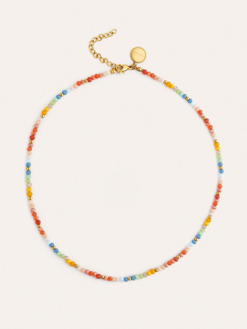 Collar Crystals Pastel Acero Baño Oro