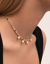 Collar Crystal Perlas Acero Baño Oro