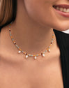 Collar Crystal Perlas Acero Baño Oro