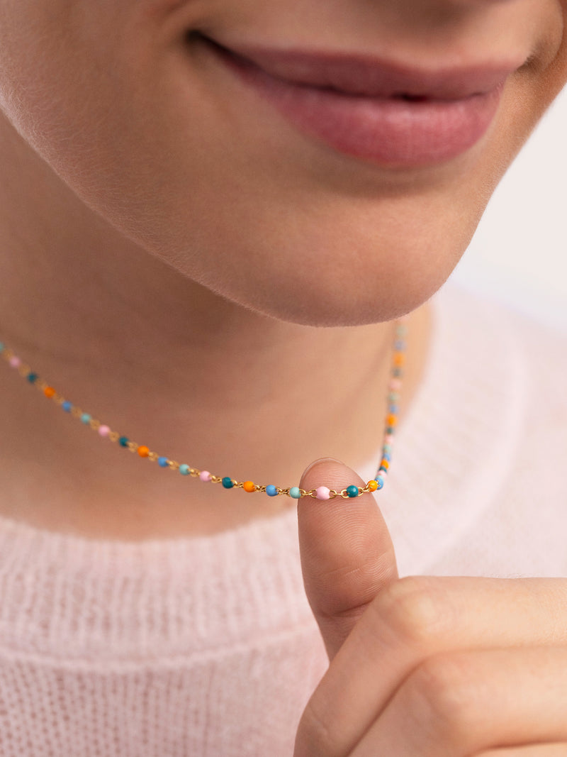 Collar Dots Alpine Enamel Acero Baño Oro