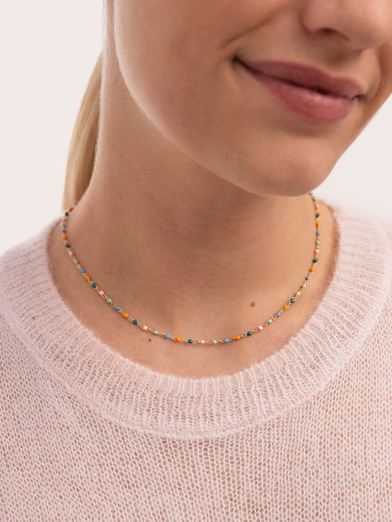 Collar Dots Alpine Enamel Acero Baño Oro