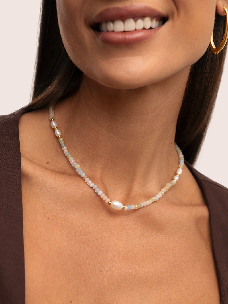 Collar Daphne Pearls Acero Baño Oro