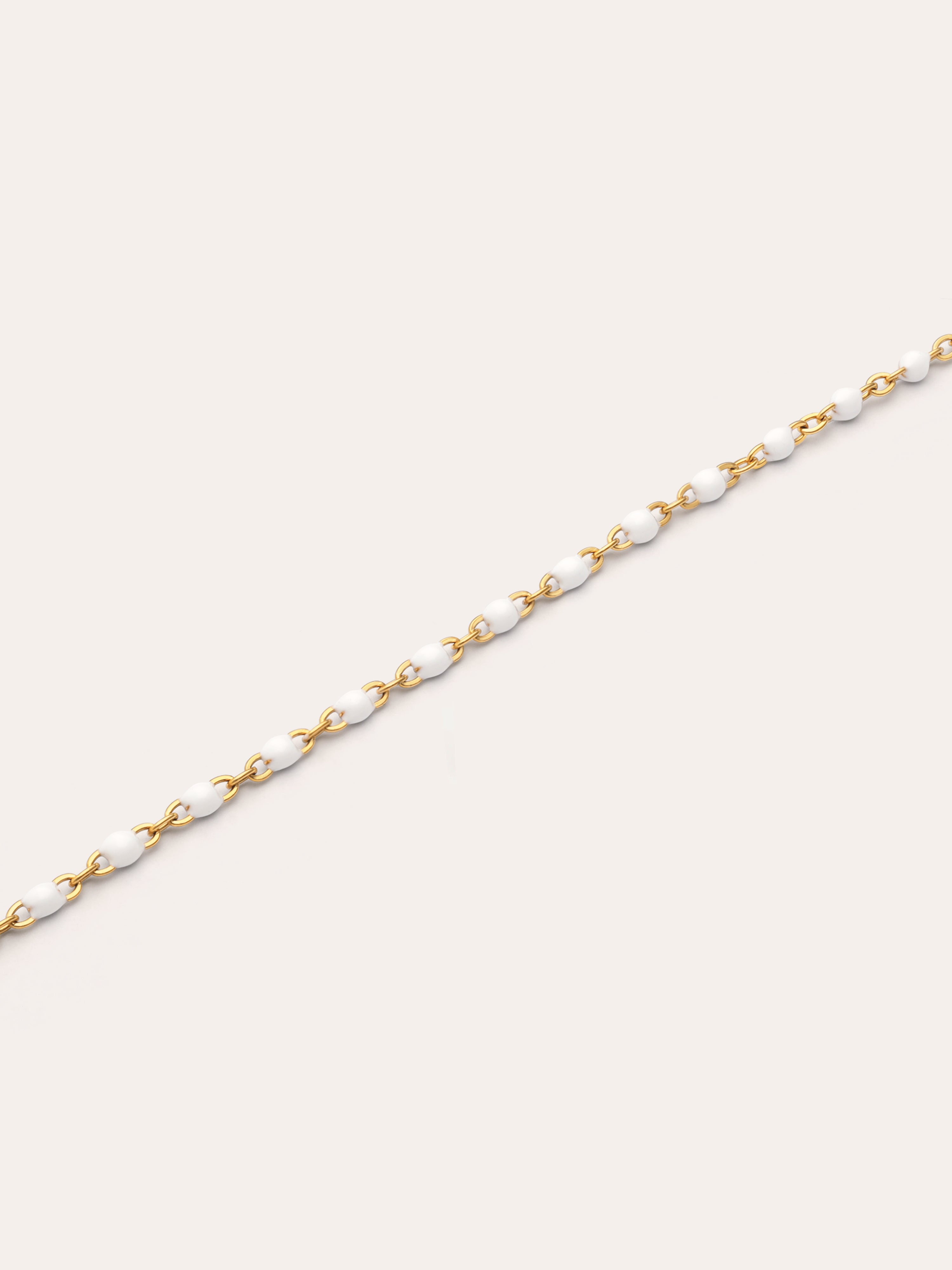 Colar Dots Enamel Blanco Aço Banho de Ouro