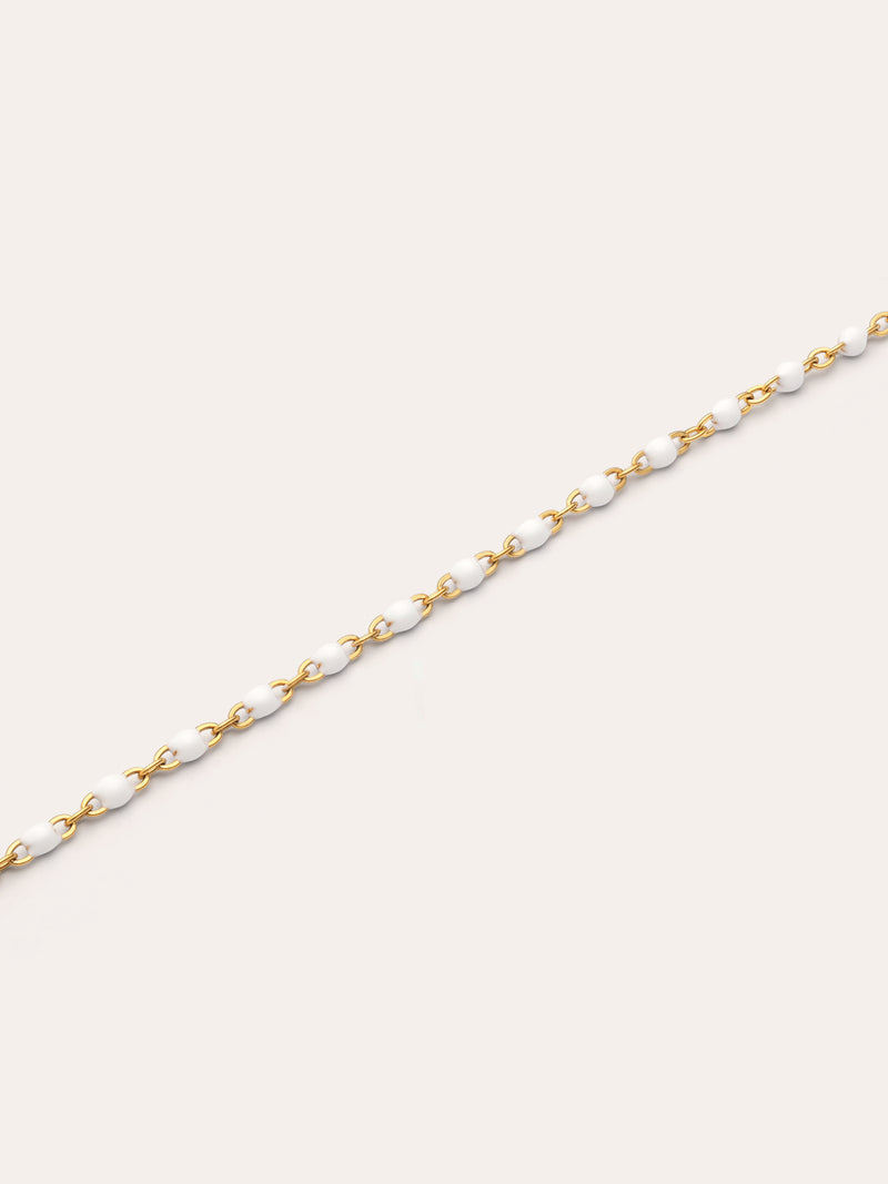 Colar Dots Enamel Blanco Aço Banho de Ouro