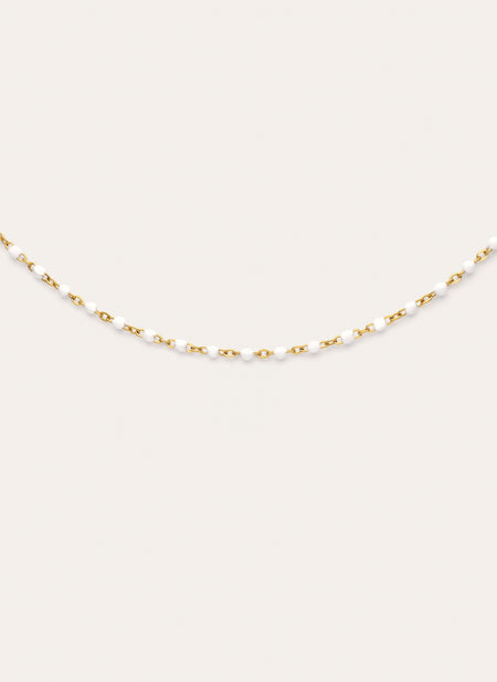 Dots Enamel White Stainless Steel Gold Necklace