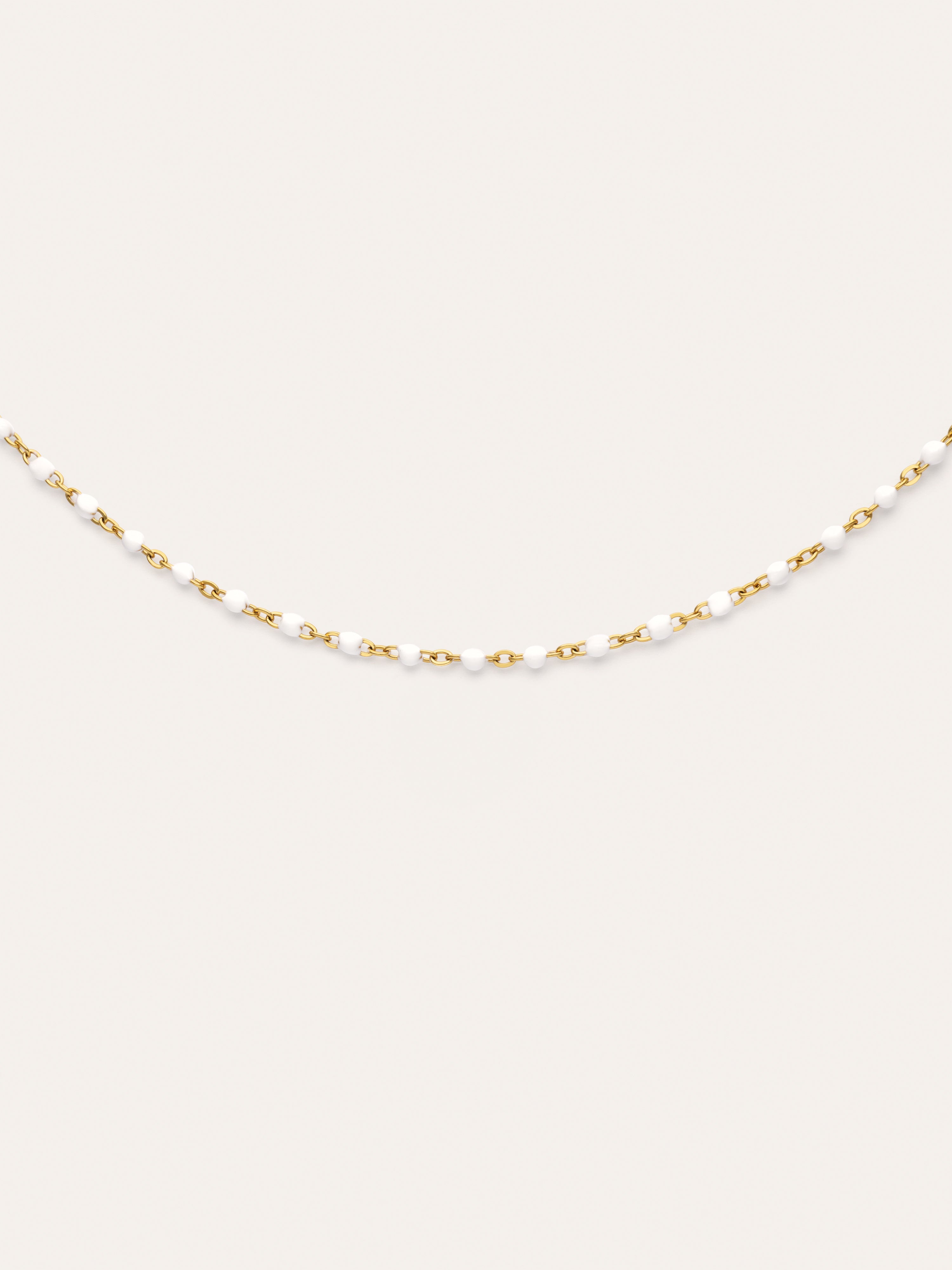 Colar Dots Enamel Blanco Aço Banho de Ouro