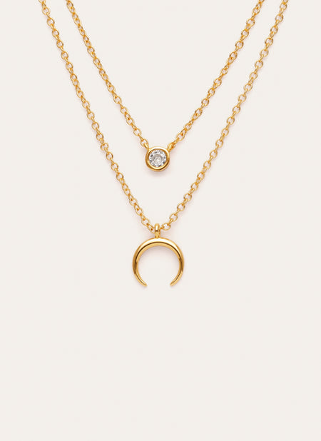 Set van 2 kettingen Spark + Mini Moonset verguld