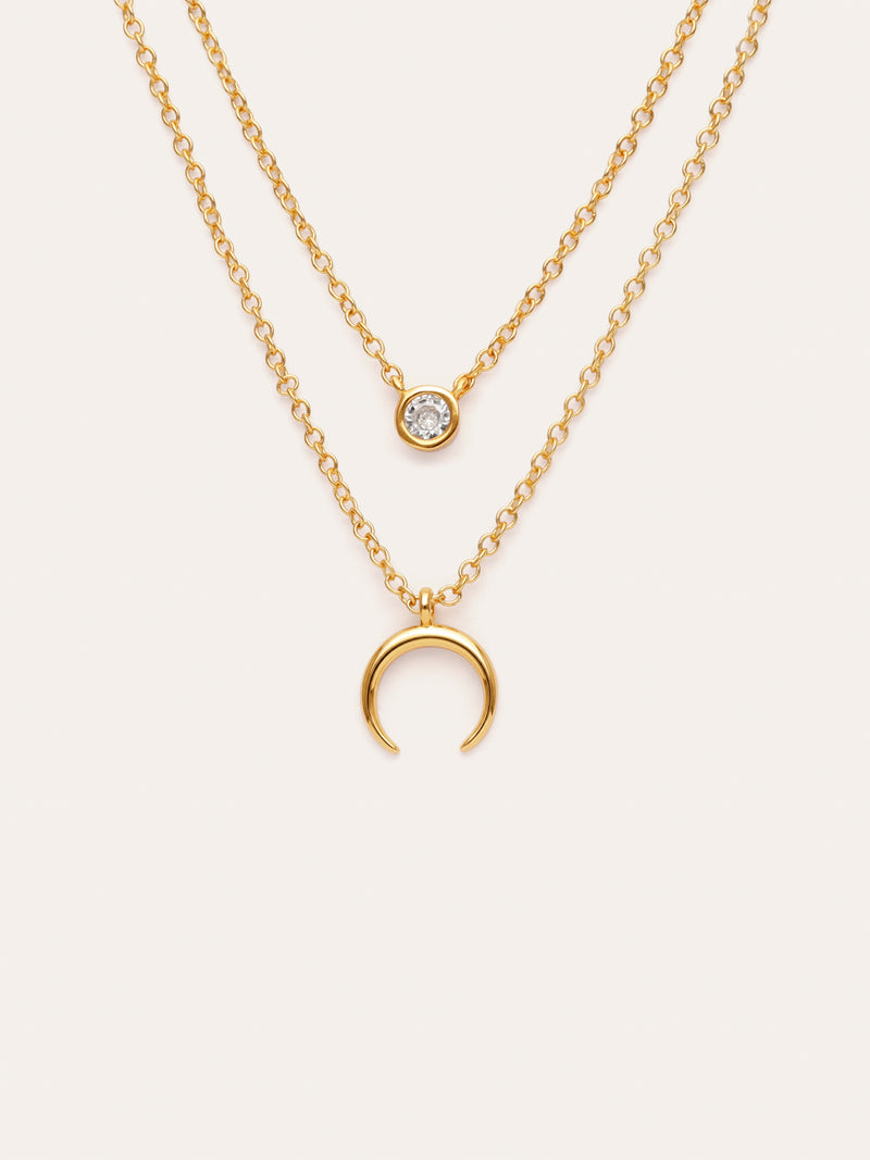 Set van 2 kettingen Spark + Mini Moonset verguld
