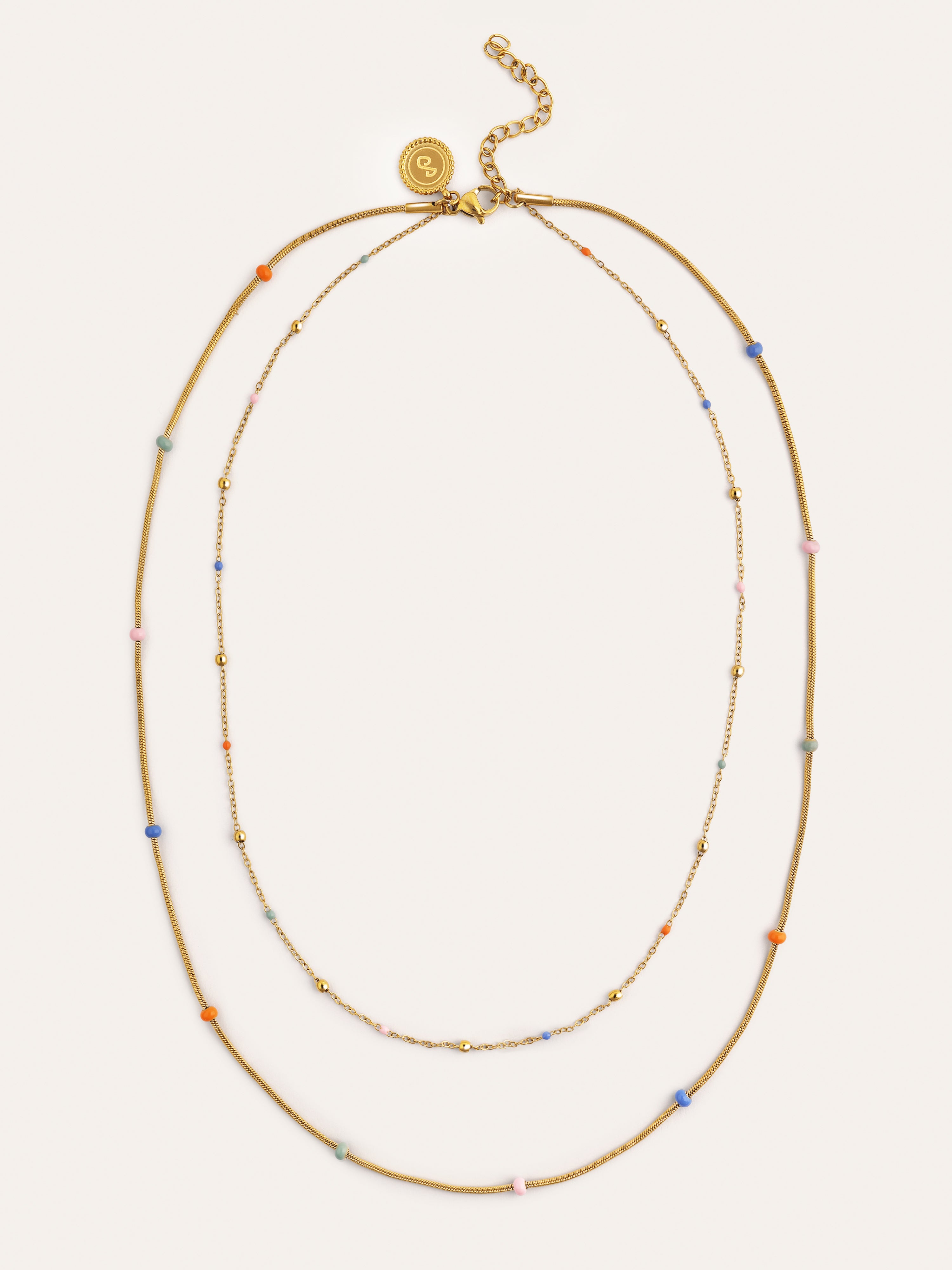 Collar Doble Carla Enamel Acero Baño Oro