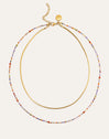 Crystals Lisse Doppel-Halskette, Edelstahl, vergoldet
