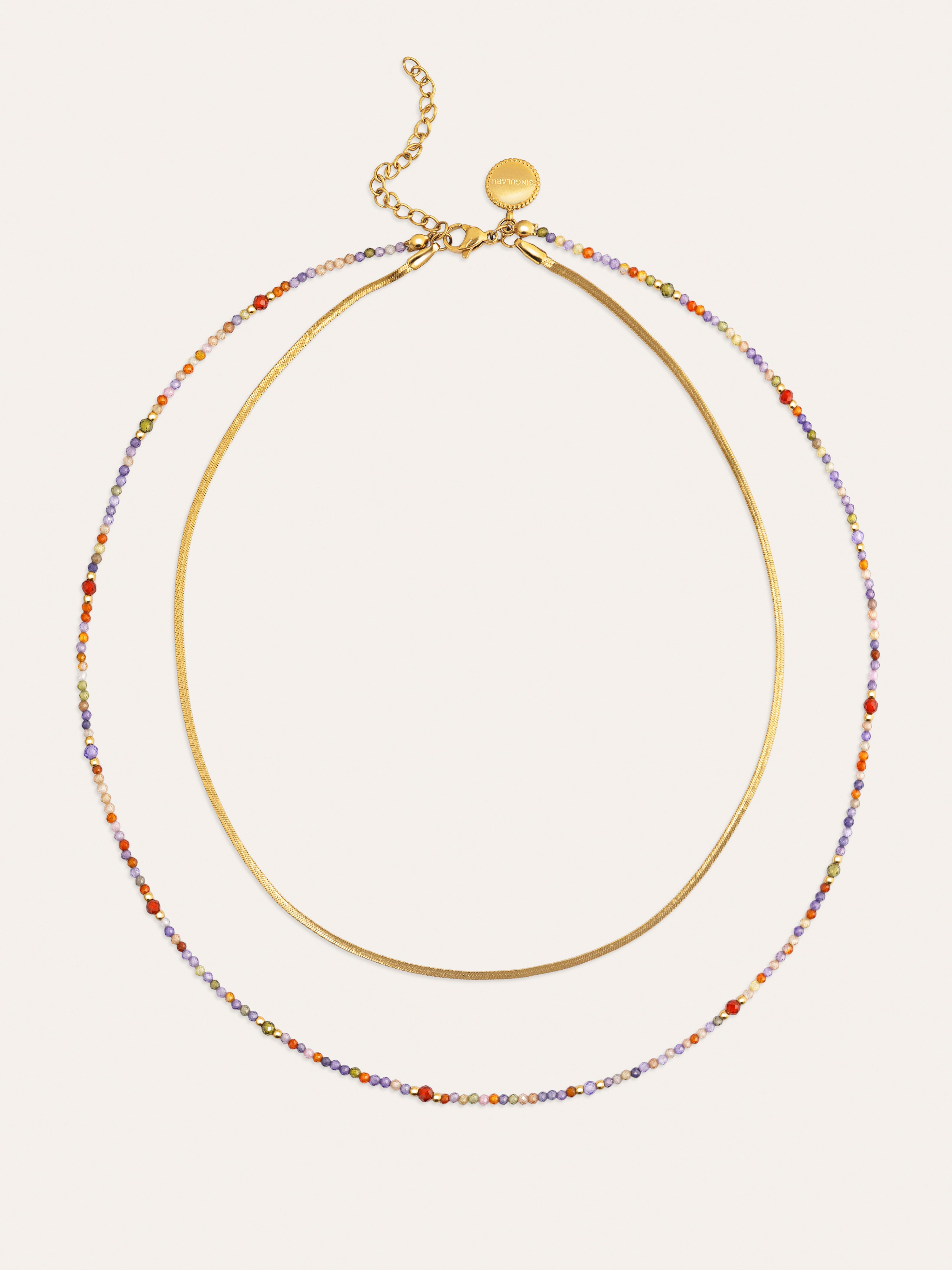 Crystals Lisse Doppel-Halskette, Edelstahl, vergoldet