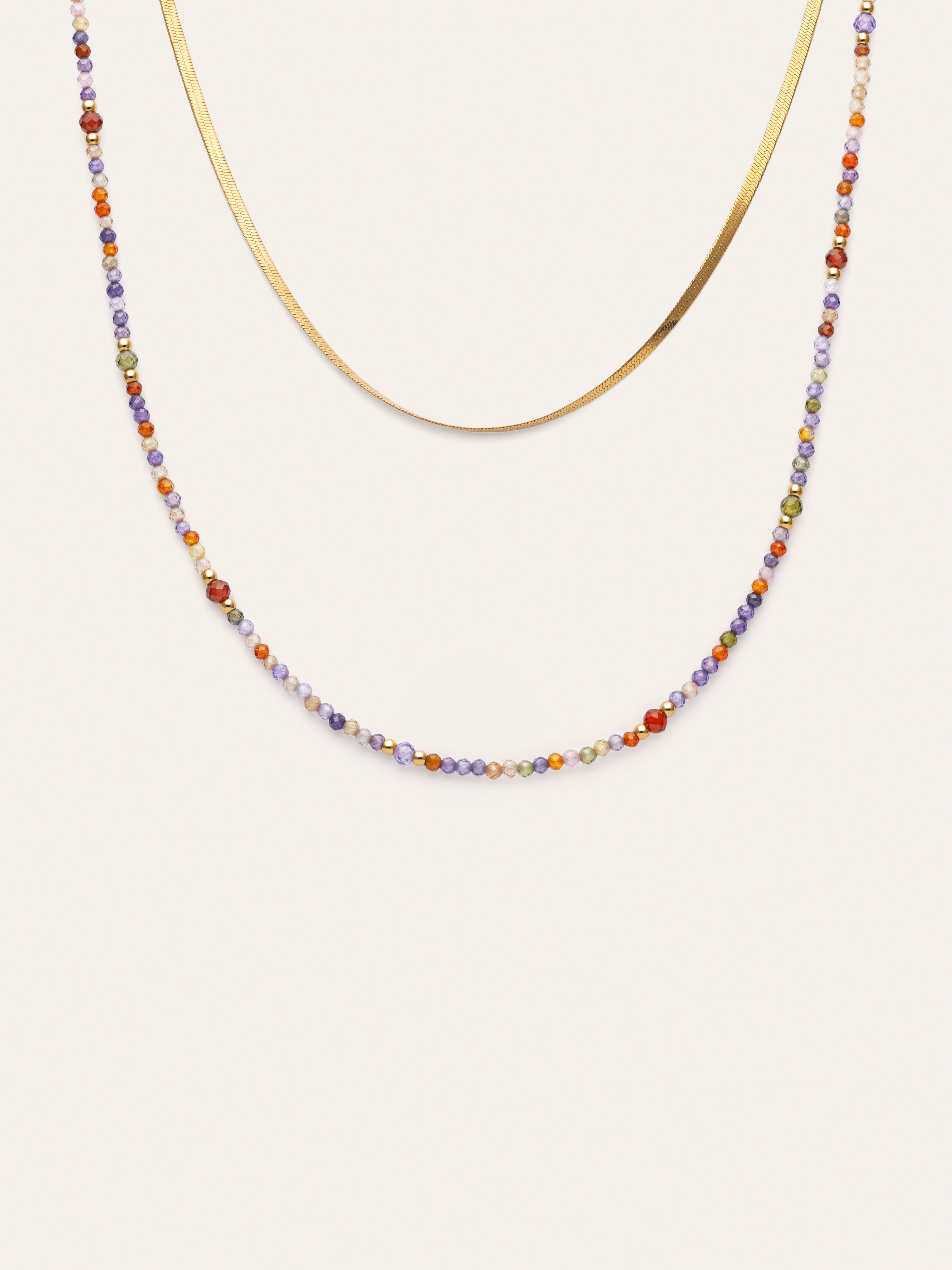 Crystals Lisse Doppel-Halskette, Edelstahl, vergoldet