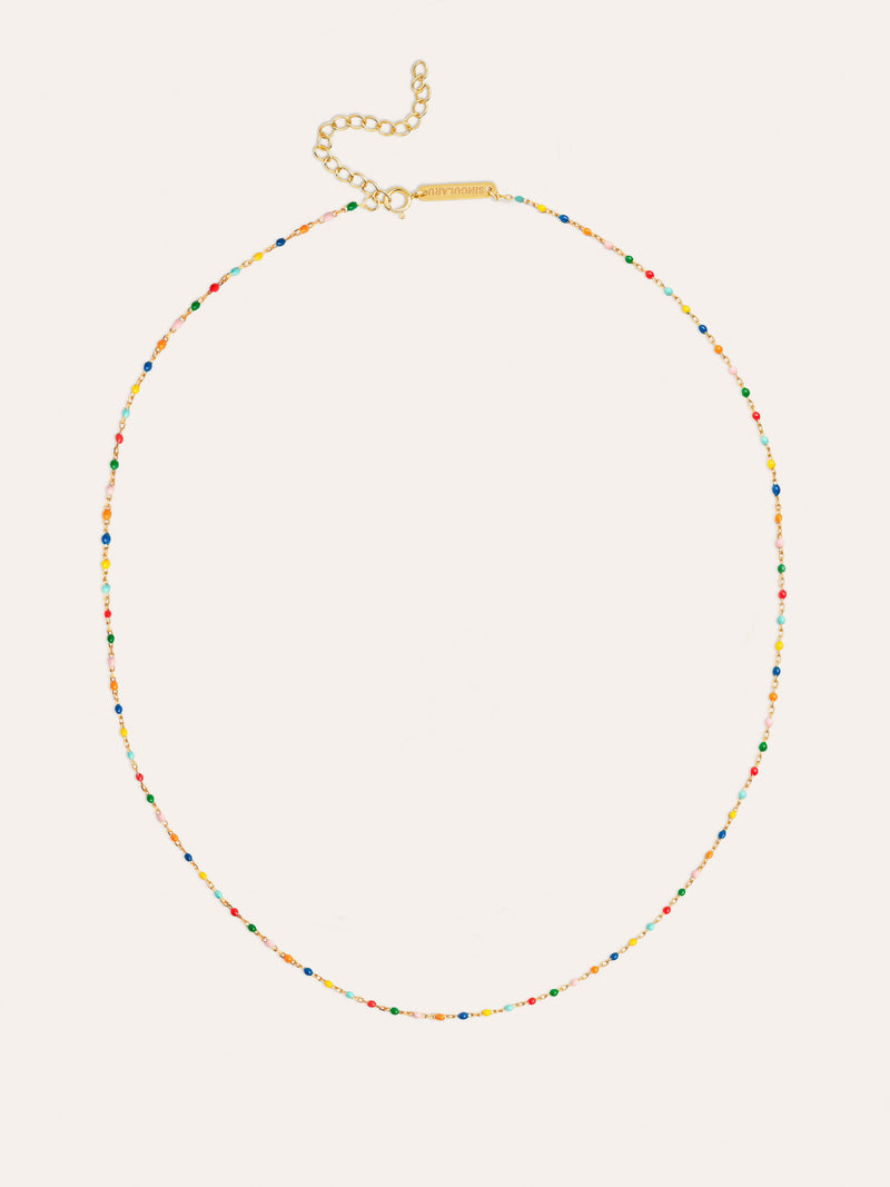 Collar Dots Colors Enamel Plata Baño Oro