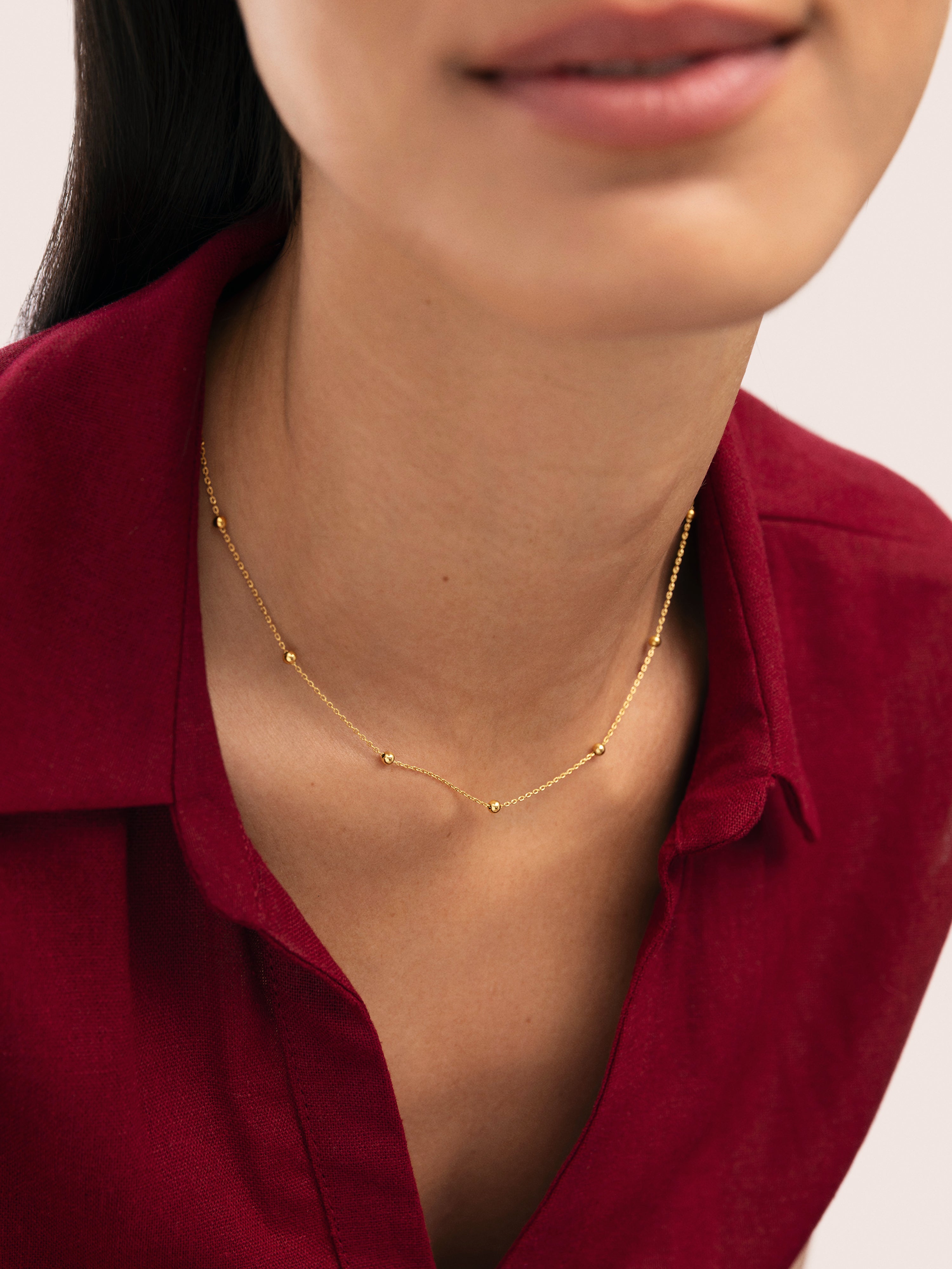 Dots L Stainless Steel Gold Necklace