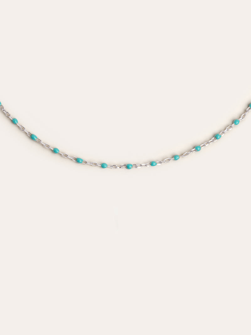 Collar Dots Turquoise Enamel Plata